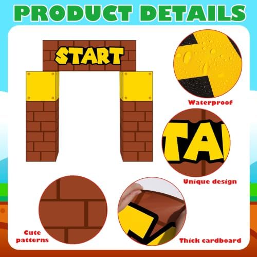 Super Theme Party Decorations Cardboard Playhouse Large Paper Boxes Super Playhouse Adventure Games Kit Big Party Boxes Castle with Arch Brother Adventure Decor for Baby Shower Gamer Birthday Favors - Image 3