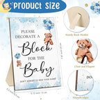 Qilery 75 Pcs Baby Shower Game Sign Kit Wood Blocks, Blue, Bear - Image 2