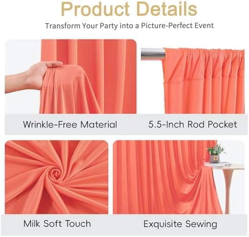 50x10ft Orange Backdrop Curtain for Parties Wrinkle Free Fabric Backdrop Curtain Wedding Photo Backdrop Drapes for Baby Shower Birthday Party Photo Shoot Photography Back Drop 10 Panels 5x10FT - Image 7
