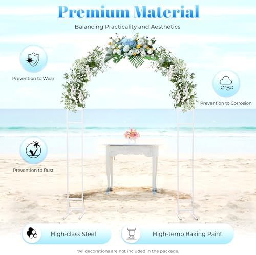 Wedding Arch Backdrop Stand Set, 7.2FT Multi-Functional Metal Arch Backdrop Stand Balloon Arch Frame for Party Wedding Ceremony Baby Shower Birthday Floral Balloon Decration, White - Image 5
