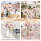 Tigeen 12 Bundles Artificial Flowers Bouquet Silk Peonies, Purple,Pink - Image 6