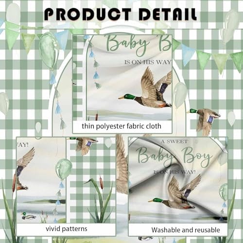 MEHOFOND 10x7ft Mallard Duck Baby Shower Backdrop Duck Hunting Boy Baby Shower Party Decorations a Sweet Baby Boy is on his Way Photography Background It's a Boy Party Supplies Photo Booth Props - Image 6