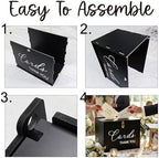 Extra Large Card Box with Lock & Slot, Gothic Black Wedding Card Boxes for Reception Money Gift Envelope, Spacious Gift Cards Holder Box for Black Party Graduation Funeral Charity Table Decor - Image 6