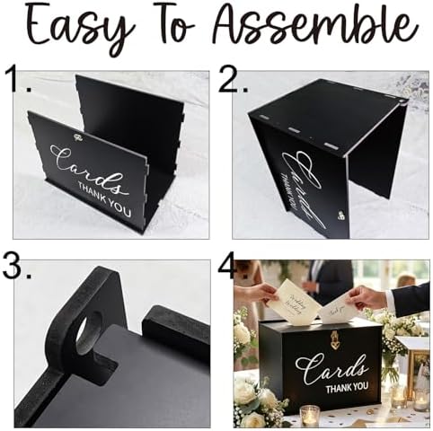 Extra Large Card Box with Lock & Slot, Gothic Black Wedding Card Boxes for Reception Money Gift Envelope, Spacious Gift Cards Holder Box for Black Party Graduation Funeral Charity Table Decor - Image 6