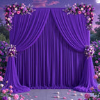 Purple Tulle Backdrop Curtain for Parties Wedding,30ft x 10ft Wrinkle Free Curtain Backdrop,2 Layer Drapes for Backdrop,Polyester Back Drop for Bridal Shower Birthday Baby Shower Photography - Image 2
