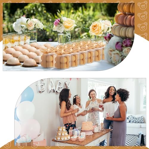 MTLEE 24 Sets Bear Baby Shower Bubble Candles Favors Small Baby Shower Favors for Guests Tea Candles Bulk with Stylish Ribbons Cards Gifts Party Decoration(Champagne, Bear) - Image 3