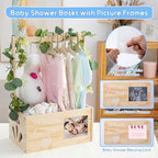 Wooden Baby Shower Crate Closet, Personalized Baby Shower Basket with Wreath & Hanger, Love at First Sight Sonogram Picture Frame, Easy Assembly Baby Clothes Storage Box for Pregnancy Gift - Image 4