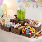 8 PCS Wooden Buffet Risers, Nesting Rustic Wood Display Stands, Multi-Size Dessert Table Display Set for Catering, Wedding & Party Events - Image 3