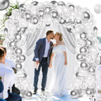 SmoothNovelty 137 Pcs White Silver Sequin Curtains Balloon Garland Kit - Image 5