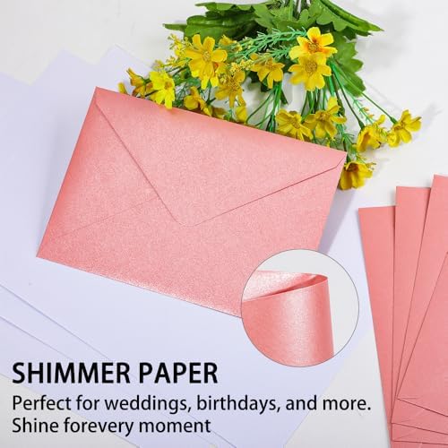 A7 Light Pink 5x7 Envelopes 250Pcs, 120g Pearl Paper with Gold Seals - Image 3
