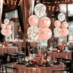 6 Set Rose Gold Christmas Table Balloons Foil Spray Table Centerpiece with Rose Gold and Confetti Balloons Stand Kit for Birthday Party Baby Shower Wedding Bridal Shower Prom Cake Table Decorations - Image 4