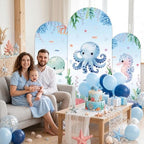 3Pcs Under The Sea Party Decoration Ocean Arch Backdrop Cover Set Underwater Milk Silk Fitted Arch Stand Cover for Summer Marine Theme Birthday Baby Shower Decor Fits 4ft 5ft 6ft - Image 5