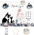 Personalized Baby Milestone Blanket for Boys Girls Baby Month Blanket- First Year Calendar Monthly Growth Chart - Black Cat Halloween Birthday Gifts for Infant Todder by Dyoart