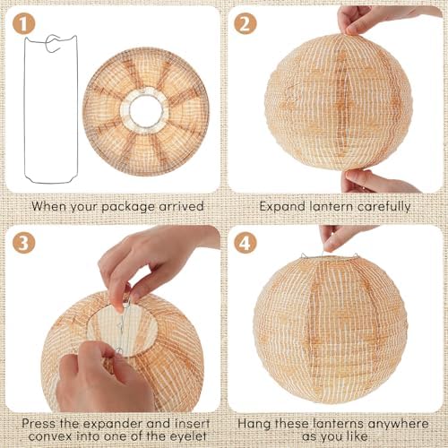 Hortsun 24 Pcs Print Burlap Paper Lanterns Classroom Decor,8/10/12 Inch - Image 3