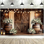 20X10FT Western Country Wedding Backdrop Rustic Barn Door White Flower Bridal Photography Backdrop Farmhouse Shabby Chic Countryside Wedding Party Banner Anniversary Floral Photo Props Background - Image 4