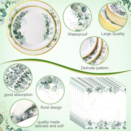 400 Pcs Sage Green Plate and Napkin Party Supplies, Green, Pure - Image 2