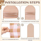 Remagr 2 Pcs We Can Bearly Wait Arch Backdrop Covers (7.2ft, 6ft) Tan Gingham & Teddy Bear Arch Covers Baby Shower Decorations with Checkered Pennant Banner for Baby Shower Party Decor Props - Image 3