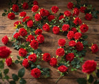 2Pcs 12Ft Bendable Flower Garland Faux Rose Vine for Wedding Decor,Red - Image 4