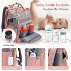 DERJUNSTAR Diaper Bag Backpack – Large Capacity Baby Diaper Bag with Changing Pad for Dad and Mom, Waterproof Travel Backpack, Multi-Function Bag with USB Charging Port, Rose Pink - Image 5
