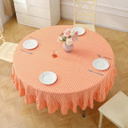 Orange White Gingham Tablecloth Round Dia.70“ - Image 4