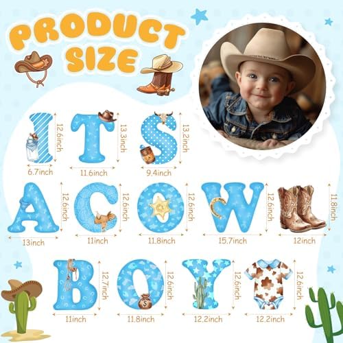 Sliner 12 Pcs It's a Cowboy Yard Signs Western Baby Shower Decorations - Image 2