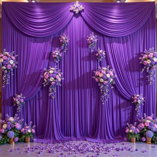 40ft x 10ft Wrinkle Free Purple Wedding Backdrop Curtains for Party Bridal Shower Reception Decorations Purple Fabric Curtain Backdrops Drapes for Photography Baby Shower Birthday Background - Image 2