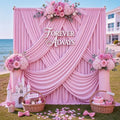 12ft x 10ft Pink Backdrop Curtains for Parties, Wrinkle Free 2 Panels Photo Backdrop Drapes Back Drop Cloth for Wedding Birthday Photography Background Decor by CO-AVE