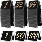Suzile 100 Pcs Table Numbers 1-100 Acrylic Double Sided,Black and Gold by Suzile