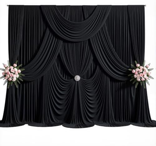 40ft x 10ft Black Backdrop Curtains, 8 Panels Black Drapes for Backdrop - Image 7