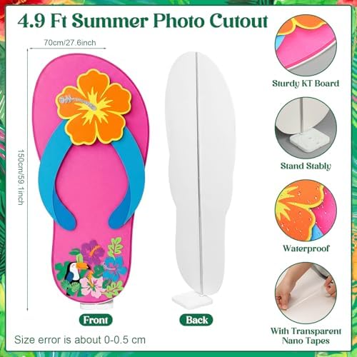 Funrous 5 Ft Hawaiian Cardboard Cutouts Standee, 5 ft, Flip Flop, 1 Pcs - Image 2