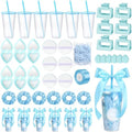 Teenyyou 6 Sets Baby Shower Game Gifts for Players Baby Shower Favors Tumbler Hair Comb Powder Puff Hair Claw Gift Bag Thanks Tags for Wedding Bridal Favors Party Guests (Blue) by Teenyyou