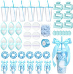 Teenyyou 6 Sets Baby Shower Game Gifts for Players Baby Shower Favors Tumbler Hair Comb Powder Puff Hair Claw Gift Bag Thanks Tags for Wedding Bridal Favors Party Guests (Blue) by Teenyyou