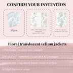 UNIQOOO 50 Pack Pre-Folded Graceful Green Bloom Vellum Jackets&UNIQOOO Wax Seal Stickers - Baby‘s Breath - Image 4