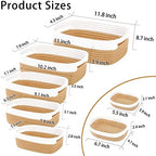 7 Piece Cotton Rope Woven Basket Set - Small Basket for Baby Nursery, Pets, Montessori, Dog & Cat Toy Boxes, Bathroom Organization Bins (White/Jute) - Image 2