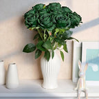 48 PCS Emerald Green Roses Artificial Flowers, Silk - Image 3