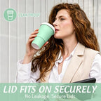 Whaline 100 Pcs Green Disposable Coffee Cups with Lids and Sleeves 16 Oz Light Green Insulated To Go Paper Cups for Home Restaurant Travel Wedding Birthday Baby Shower Party Supplies - Image 4