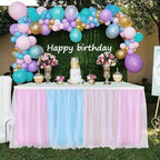 Gender Reveal Table Skirt Pink Blue Tulle Tutu Table Skirts 14 Ft for Gender Reveal Boy or Girls Birthday Party Baby Shower Cake Dessert Decorations by SlenyuBridal