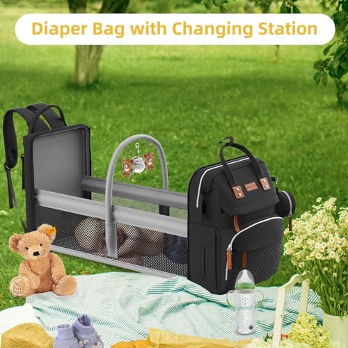 ISMGN Diaper Bag Backpack with Changing Station, Baby Bags for Boys, Black - Image 4