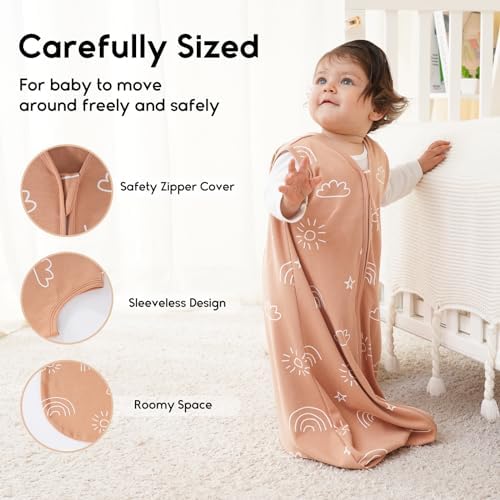 Yoofoss Baby Sleep Sack 0-6 Month 0.5TOG 100% Organic Cotton 2-Way Zipper - Image 3
