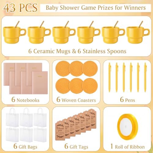43 Pcs Baby Shower Game Prize for Winner Baby Shower Favor, Yellow - Image 2