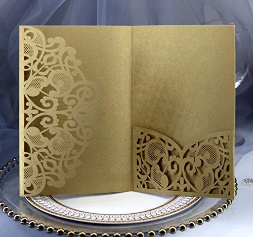 50PCS 3D Lace Flower Laser Cut Wedding Invitation Cards with Envelope Blank Inner Sheet Hollow Out Flower Shape Invitations for Wedding Quinceanera Birthday Shower Engagement Party 10 - Image 3