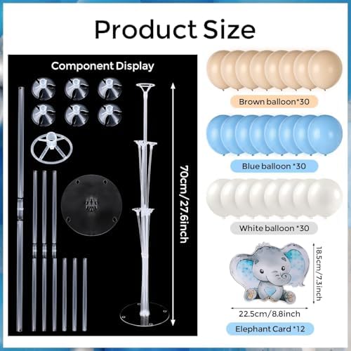 12 Sets Elephant Baby Shower Balloon Stand Kit for Table It's a Boy Baby Shower with Balloon Decoration for Elephant Theme Gender Reveal Birthday Party Table Decorations Supplies - Image 4