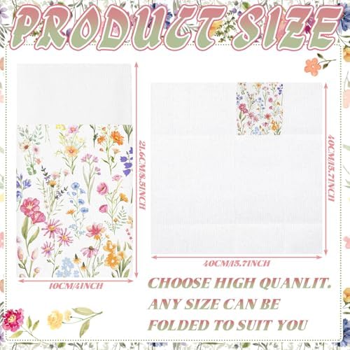 Potchen 100 Pcs Linen Feel Napkins Disposable, Watercolor Wildflower - Image 4