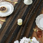 Artoid Mode 6-Pack Pearl Black Gauze Table Runner 10FT Home Decor - Image 4