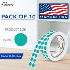 Perco Teal Perforated Round Circle Dot Sticker 1/2-Inch Labels — 10 Rolls, 30,000 Stickers - Planners, Invitations for Aesthetic Coding, Modern Organization & Labeling, Strong Adhesive - Made in USA - Image 2