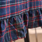 vctops Christmas Navy Plaid Ruffle Table Cloth, Farmhouse Cotton Linen Tablecloth, Washable Table Cover for Rectangle Table Baby Shower Kitchen Party Wedding Decor (Navy,70"x90") - Image 6
