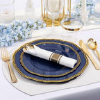 Hioasis 350 Pcs Blue and Gold Plastic Plates for Wedding & Party - Image 6