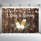 10x7ft Baby Shower Backdrop A Baby is Brewing Photography Background Feeding Bottle Beer Floral Rustic Wood Glitter Newborn Birthday Party Banner Decorations Gender Reveal Photo Booth Prop - Image 4