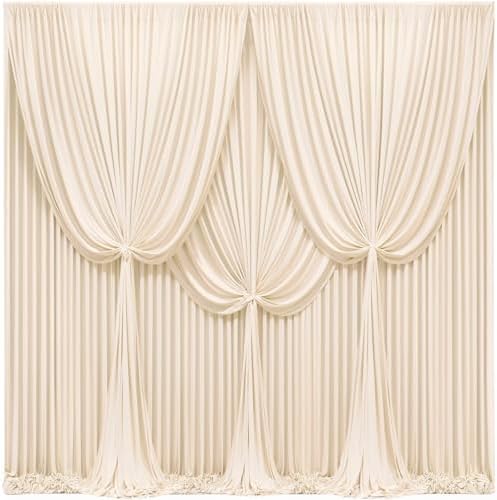 24x10FT Champagne Backdrop Curtains for Wedding Parties, Wrinkle Free Polyester Photography Backdrop Drapes for Wedding Baby Shower Birthday Parties Stage Background Stand Decorations 4x10ft,6 Panels by Partisky