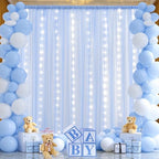 10x10ft Baby Blue Chiffon Backdrop Curtain with Lights String for Wedding Sheer Tulle Curtain Photo Backdrops Drapes for Baby Shower Birthday Party Home Ceremony Decorations - Image 4
